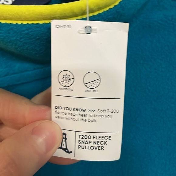 Lands’ End size XL navy, blue, neon yellow quarter snap fleece pullover top - Picture 4 of 9